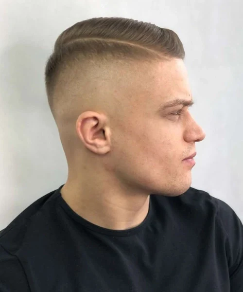 High Fade with Hard Part