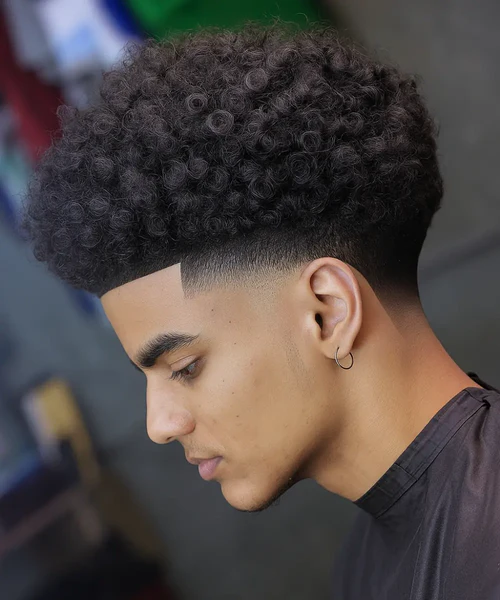 High Taper Fade Curly Hair